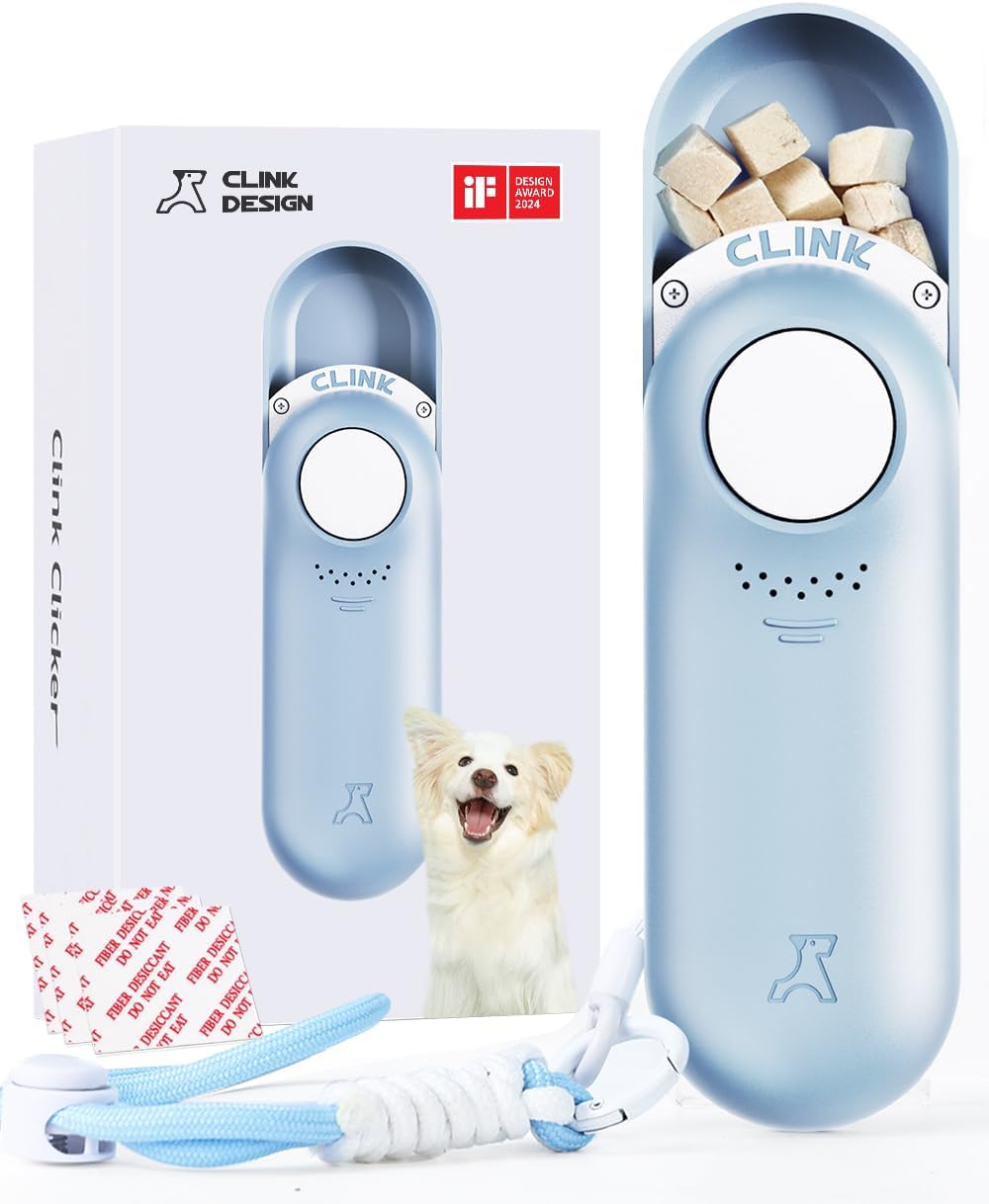 Dog Treat Pouch & Clicker Dog Trainer, Puppy Essentials Dual Use 2 in 1 Dog Clicker for Training - Durable, Light (2.36 oz), Easy to Clean & Handle, Innovative Design, Purple - Click Design