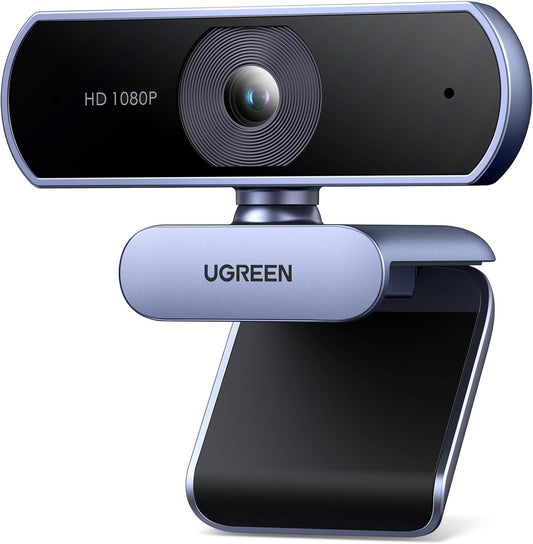 UGREEN 1080P Webcam with 2 Noise-Canceling Microphones, Live Streaming Web Camera, HD Auto Light Correction, USB-A Computer Camera for Zoom/Skype/Teams, Conferencing & Video Calling, PC/Mac/Laptop