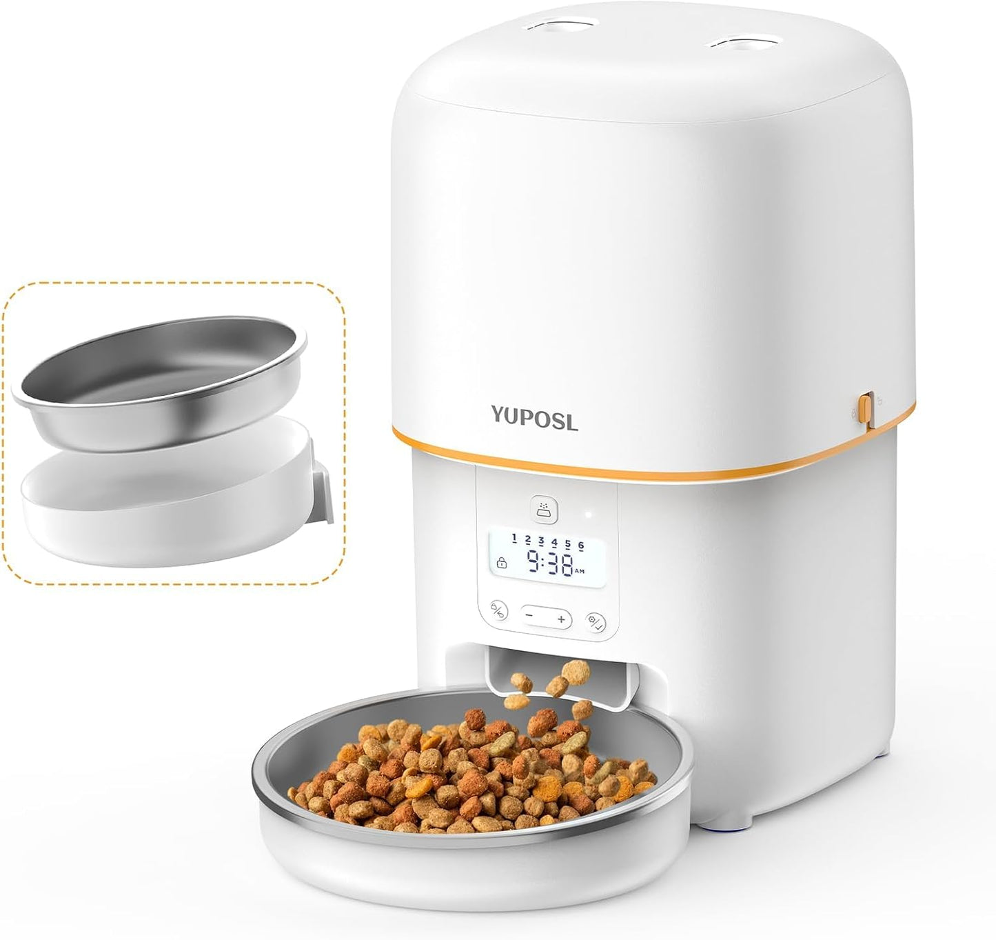 Yuposl Automatic Cat Feeder with Camera, 5G WiFi Cat Food Dispenser App Control 1080 HD Video with Night Vision, 4L Automatic Dog Feeder, Desiccant to Keep Dry Food Fresh, White
