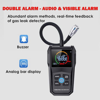 Gas Leak Detector, Portable Combustible Gas Detector, Gas Sniffer for Flammable Natural Gas Acetone Propane Benzene Ethanol Gasoline Methane LPG in RV or Home, 9999 PPM 20% LEL with LCD Color Display