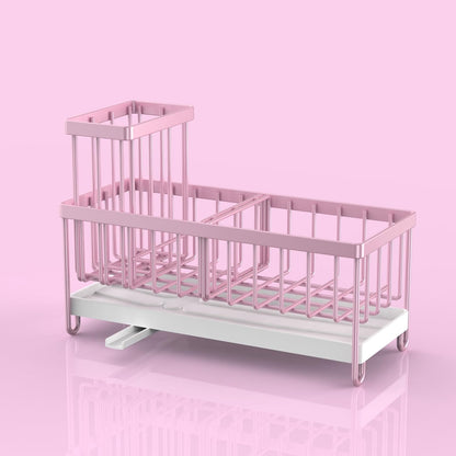 Cisily Sponge Holder for Kitchen Sink, Sink Caddy with High Brush Holder, Organzier Rustproof 304 Stainless Steel Dish Organizer Divider, Soap Dispenser Storage (Black)