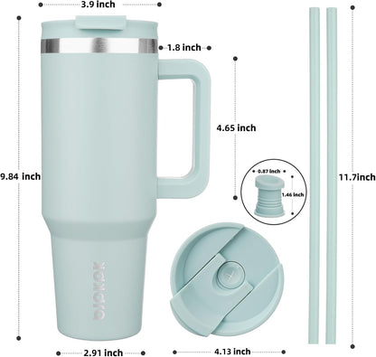 BJPKPK Tumbler with Handle and Straw 30oz Insulated Tumbler Cups with Lid Stainless Steel Travel Coffee Mug,Indigo Black