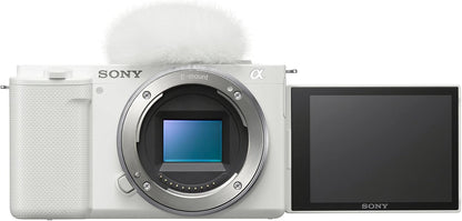 Sony Alpha ZV-E10 - APS-C Interchangeable Lens Mirrorless Vlog Camera Kit - White