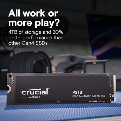 Crucial P310 4TB PCIe Gen4 2280 NVMe M.2 SSD Up to 7,100MB/s – with Acronis Offer, Internal Solid State Drive (PC) – CT4000P310SSD801