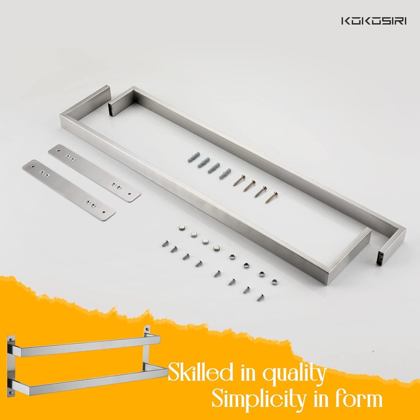 KOKOSIRI Towel Bars Black Bath Towel Holders 20 Inches Bathroom 2-Tiers Ladder Towel Rails Wall Mounted Towels Shelves Rack Stainless Steel, B5008BK-L20