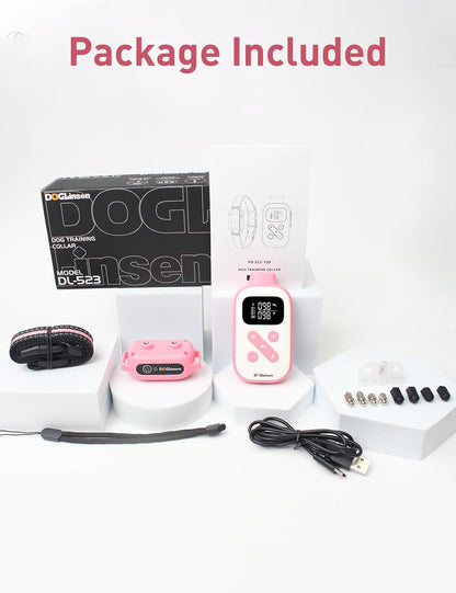 DOGLinsen 2-in-1 Bark and Shock Collar for Dogs, Smart Anti Barking Dog Training Collar with 5 Adjustable Sensitivity, Automatic Bark Collar with Remote, Vibration, Beep, Shock and Automatic