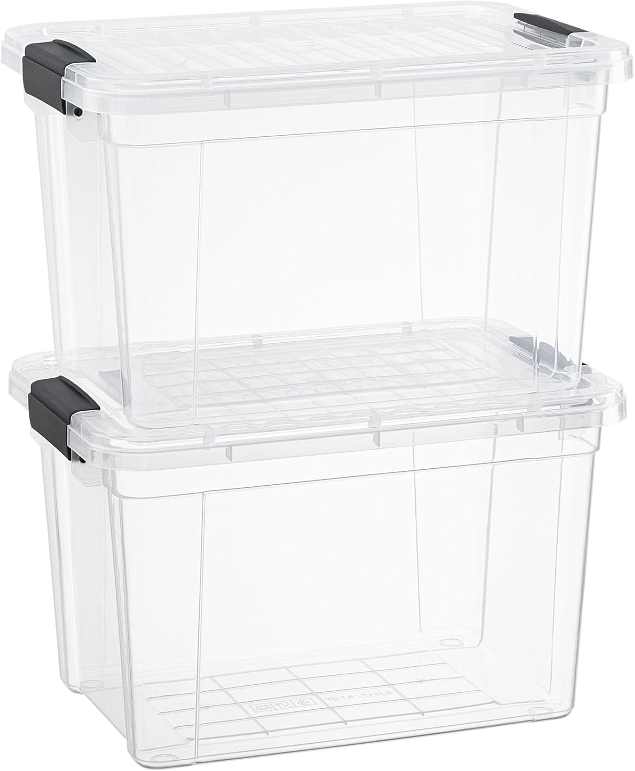 Superio Storage Bins with Lids- 3 Pack, 1.85 Qt Clear Boxes for Organizing, Stackable Plastic Containers- BPA Free, Non-Toxic, Odor Free, Organizer for Home, Office, Dorm