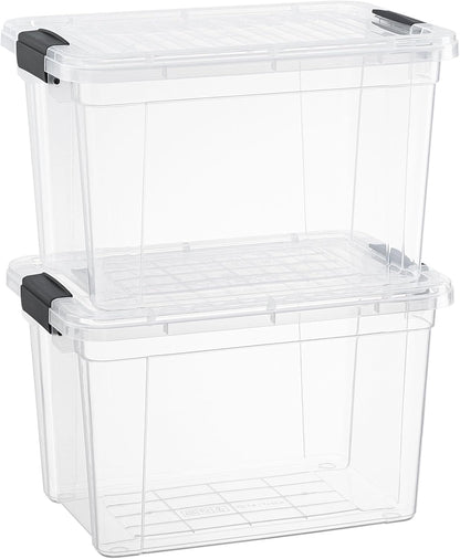 Superio Storage Bins with Lids- 3 Pack, 1.85 Qt Clear Boxes for Organizing, Stackable Plastic Containers- BPA Free, Non-Toxic, Odor Free, Organizer for Home, Office, Dorm