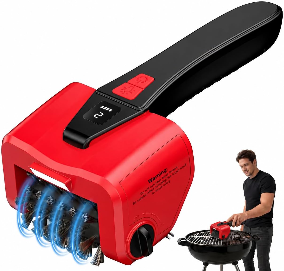 Electric BBQ Grill Brush,800RPM Automatic Grill Cleaner for Outdoor Grill with 2-Speed & 20kg Torque–Last 3.5H, LED Light for Night,No Bristle Drop Safe for Cast Iron Stainless,Gifts for Men Dad