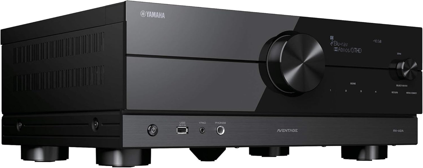 Yamaha RX-A2A AVENTAGE Home Theatre Receiver, 7.2 Channel, 4K/120Hz and Dolby Atmos Capable, Built-in USB Port with WiFi, MusicCast and Amazon Alexa Capable