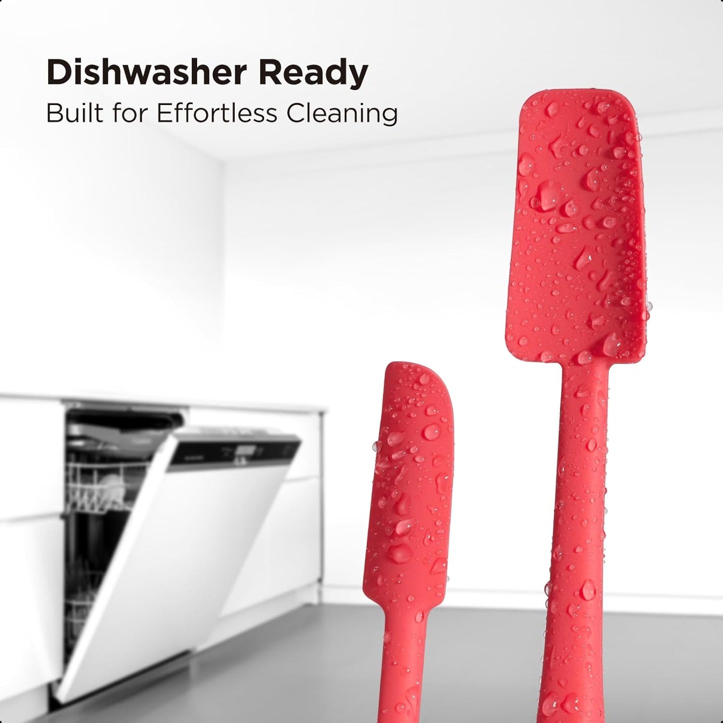 Kitchen Mama WaltzGrip Platinum Silicone Jar and Can Spatula Set: Heat-Resistant, Dishwasher Safe, Ergonomic Grip, Perfect for Mixing and Scraping, Nonstick Cookware (Metal Gray)