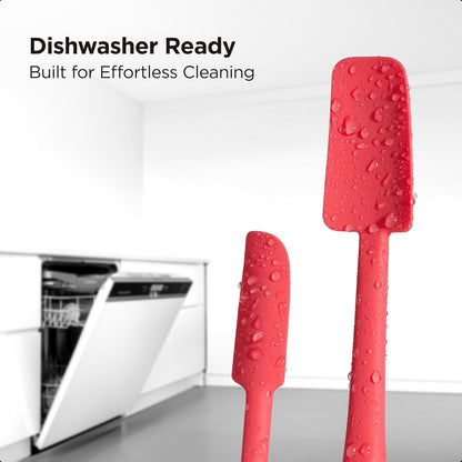 Kitchen Mama WaltzGrip Platinum Silicone Jar and Can Spatula Set: Heat-Resistant, Dishwasher Safe, Ergonomic Grip, Perfect for Mixing and Scraping, Nonstick Cookware (Metal Gray)