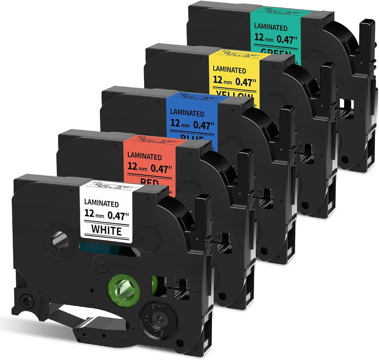 5 Pack Replacement for TZe-231 P Touch Label Tape Compatible with Brother P-Touch (TZ231 TZe231) Standard Laminated 12mm, Black on White, for Label Maker Tape PTH110 PT-D210 D220 D200 H100