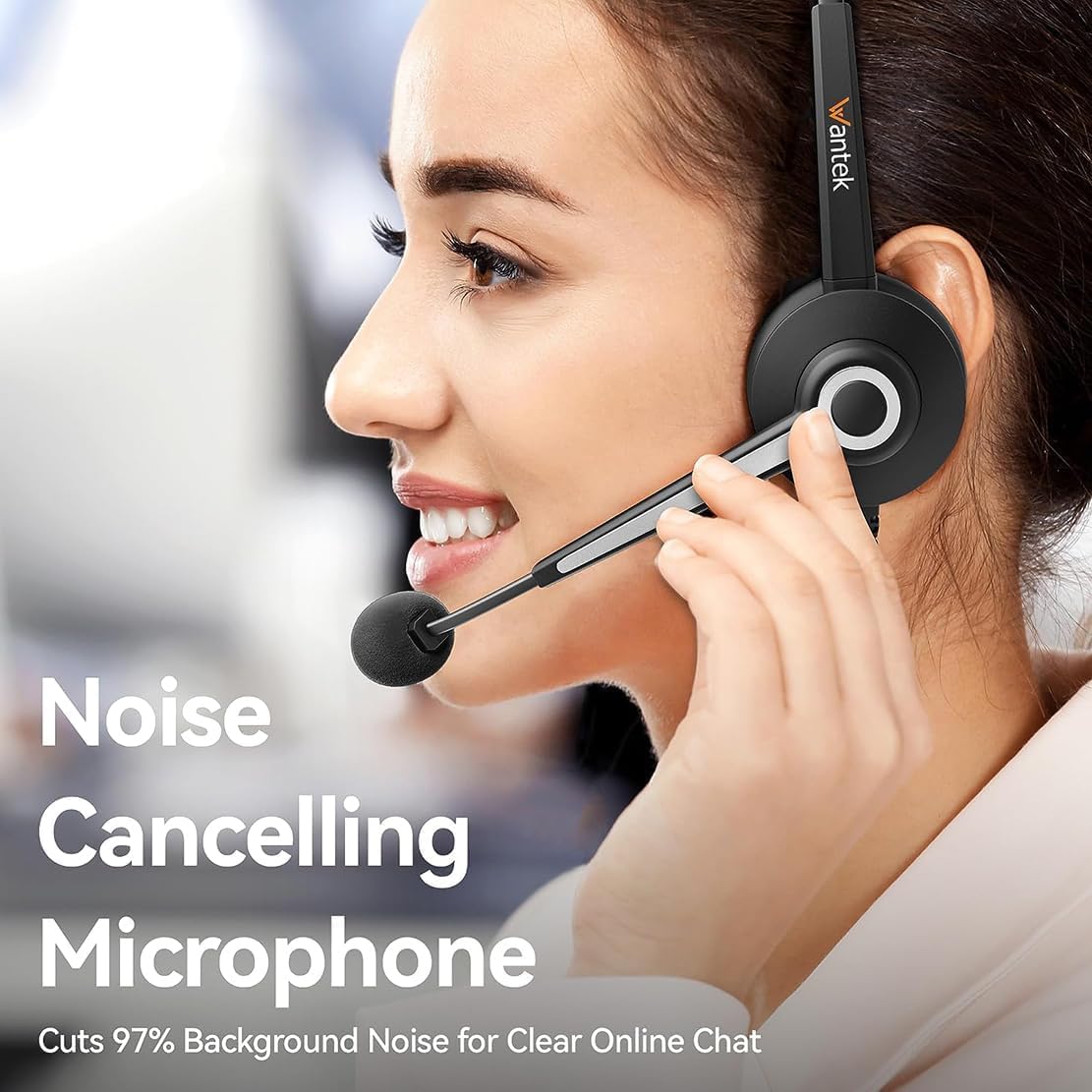 Wantek USB Headsets with Microphone for PC, Stereo Computer Headset with Mic Noise Reduction & in-line Control, 3.5mm/USB Wired Headphones, PC Headset with Mute for Zoom Skype Webinar Office