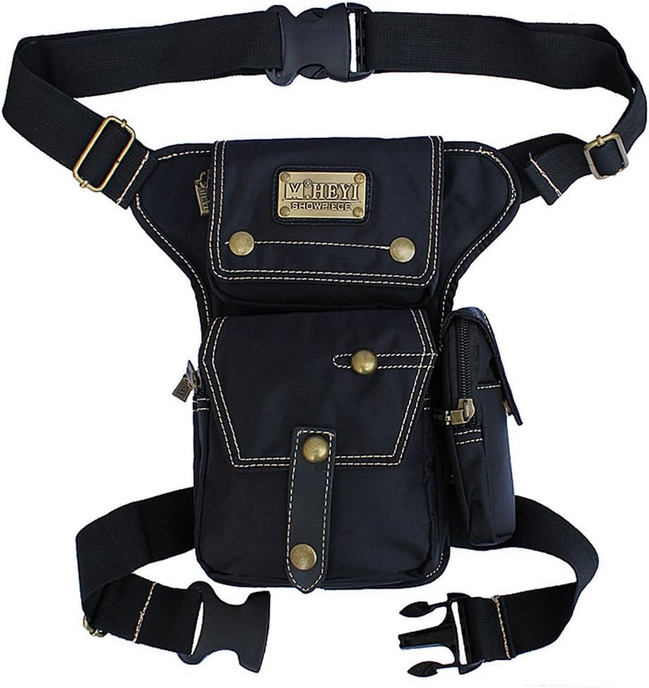 Motorcycle Drop Leg Bag Nylon Waist Pack for Men Women Travel Hiking Tactical Cycling Bike Ride Riding Crossbody Shoulder Fanny Pouch