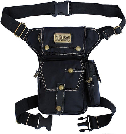 Motorcycle Drop Leg Bag Nylon Waist Pack for Men Women Travel Hiking Tactical Cycling Bike Ride Riding Crossbody Shoulder Fanny Pouch