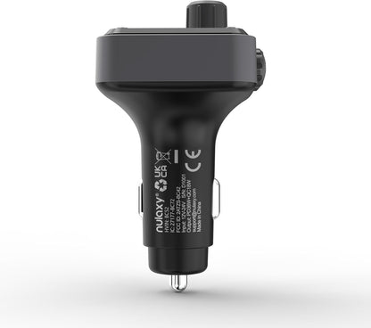 Nulaxy 54W [PD 36W & QC3.0 18W] Bluetooth 5.3 Car Adapter with 4 Charging Ports, Wireless Radio FM Transmitter Audio Receiver with Deep Bass MP3 Music Player, 5 Colors LED Backlit, Hands-Free Calling