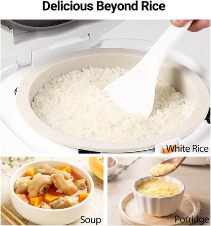 Joydeem - FD20S-W Ceramic Rice Cooker 3 Cups Uncooked Rice Cooker with Pure Ceramic Inner Pot, 24 Hours, 2 L, White