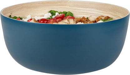 Restaurantware-Bambuddha 51 Ounce Extra Large Salad Bowl, 1 Heavy-Duty Round Salad Bowl - Sustainable, Reusable, Blue Bamboo Serving Dish, for Serving Salads, Fruits, and Appetizers