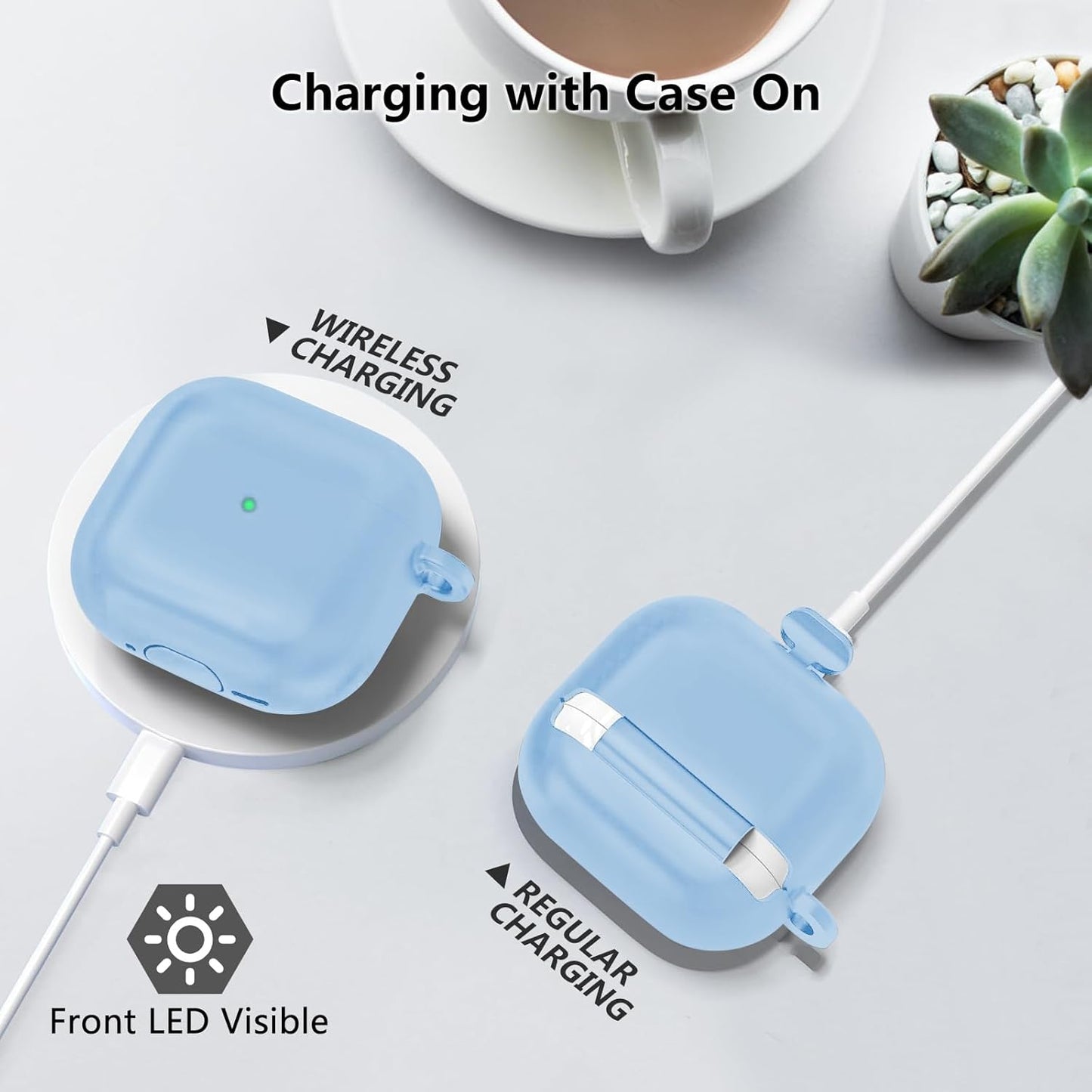 Aircawin for Airpods 4 Case Cover,Shockproof Case for Airpods 4th Generation Case Cover 2024,Premium Silicon Case with Keychain and Cleaing Pen for Airpods 4 Gen, Wireless Earphone Accessories-Blue