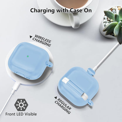 Aircawin for Airpods 4 Case Cover,Shockproof Case for Airpods 4th Generation Case Cover 2024,Premium Silicon Case with Keychain and Cleaing Pen for Airpods 4 Gen, Wireless Earphone Accessories-Blue