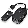 HBN Outdoor Indoor Wireless Remote Control 3-Prong Outlet Weatherproof Heavy Duty 15 A Compact 1 Remote 1 Outlet with Remote 15cm Cord 30m Range ETL Listed (Battery Included)