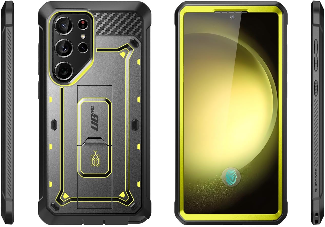 SUPCASE Unicorn Beetle Pro Case for Samsung Galaxy S23 Ultra 5G (2023), [Extra Front Frame] Full-Body Dual Layer Rugged Belt-Clip & Kickstand Case with Built-in Screen Protector (Black)