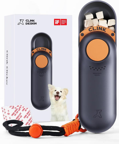 Dog Treat Pouch & Clicker Dog Trainer, Puppy Essentials Dual Use 2 in 1 Dog Clicker for Training - Durable, Light (2.36 oz), Easy to Clean & Handle, Innovative Design, Purple - Click Design