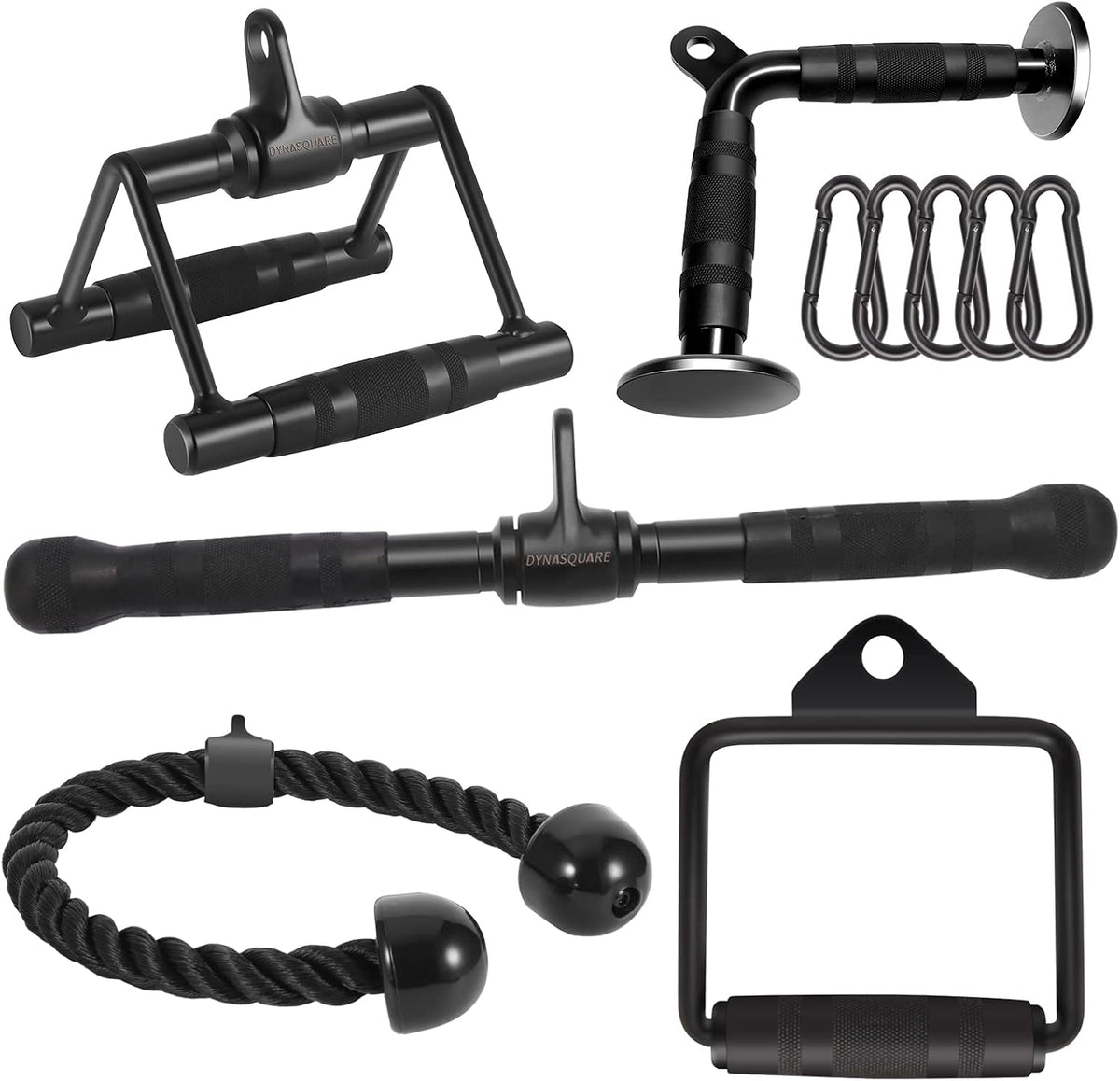 Cable Attachments for Home Gym, LAT Pulldown Attachment, Weight Machine Accessories, Straight Pull Down Equipment, V-Shaped Press Down Bar, Tricep Rope, Exercise & Double D Handle
