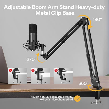USB Microphone, MAONO 192kHz/24Bit Plug & Play PC Computer Podcast Condenser Cardioid Metal Mic Kit with Professional Sound Chipset for Recording, Gaming, Singing, YouTube (AU-A04)