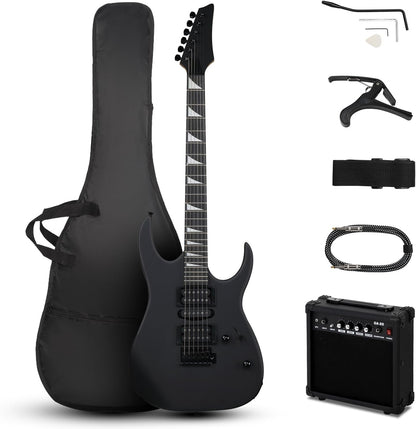 Ktaxon 39" Electric Guitar with 20Watt Amp, Full Size 170 Model Starter Guitar Kit for Beginners & Professionals W/Bag, Shoulder Strap, Wrench Tool, Plectrum - Black