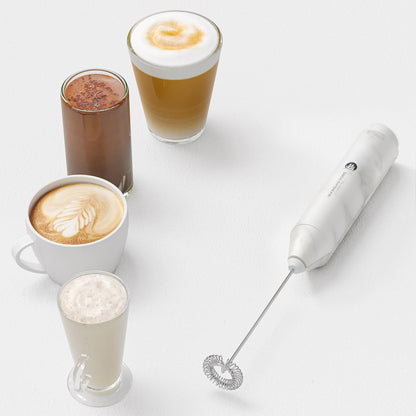 Powerful Milk Frother Handheld Foam Maker, Mini Whisk Drink Mixer for Coffee, Cappuccino, Latte, Matcha, Hot Chocolate, With Stand, Black