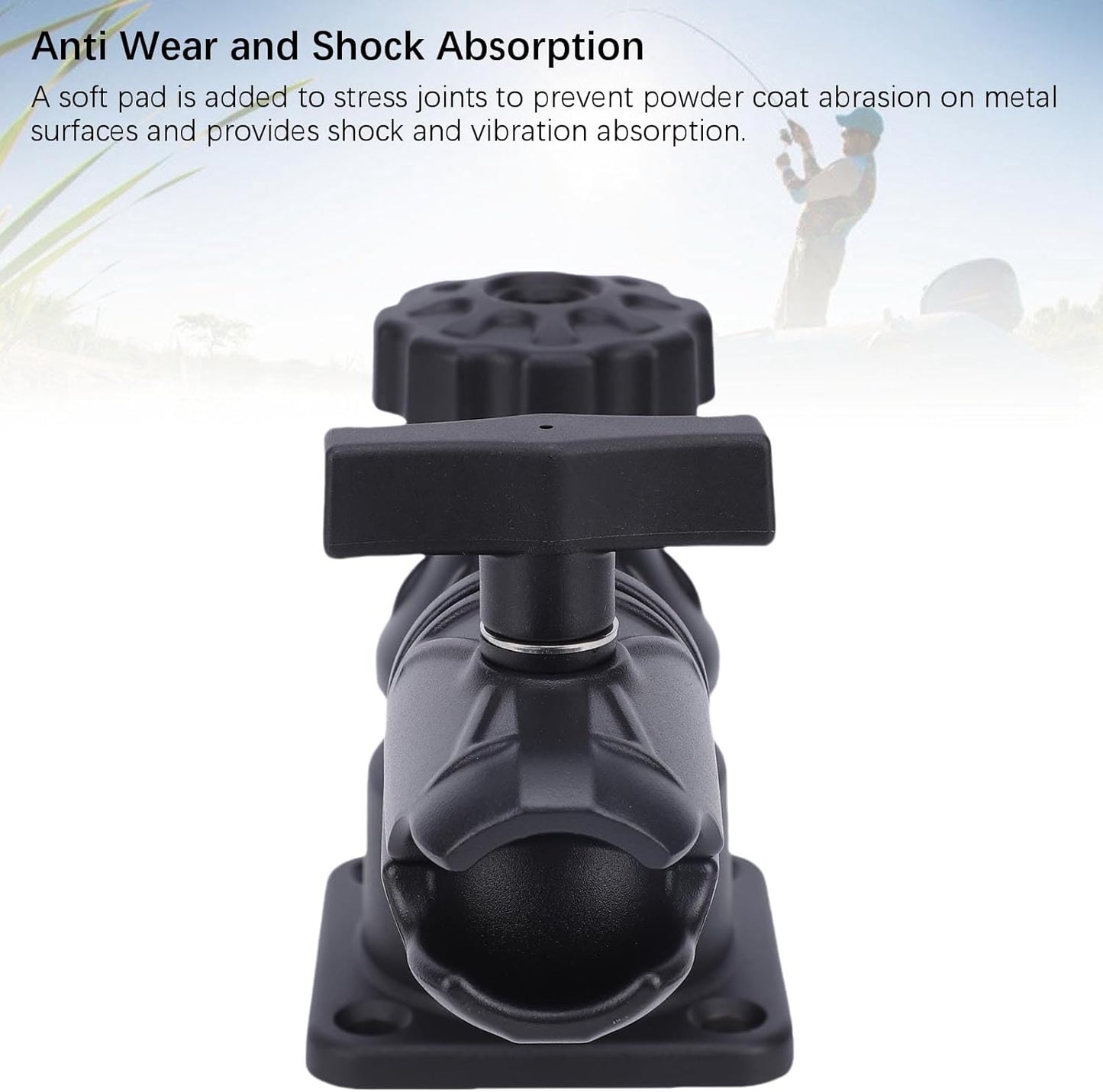 Diydeg Fish Finder Mount, Aluminum Alloy Nylon Electronic Mount with Screws, Anti Wear Shock Absorption Display Fish Finder Bracket for Kayak Pontoon Canoe Marine Boat Fishing Black