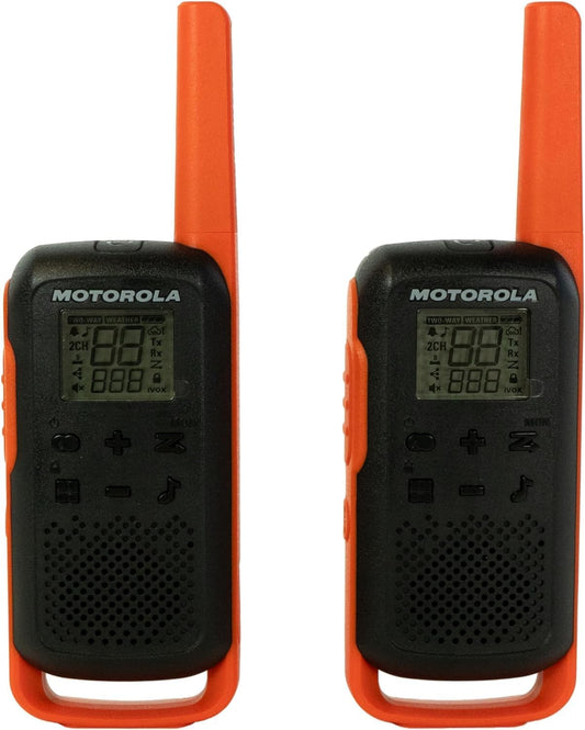 Motorola Solutions Talkabout T275 Rechargeable Radios, 2 Pack with Carrying Case - Orange/Black