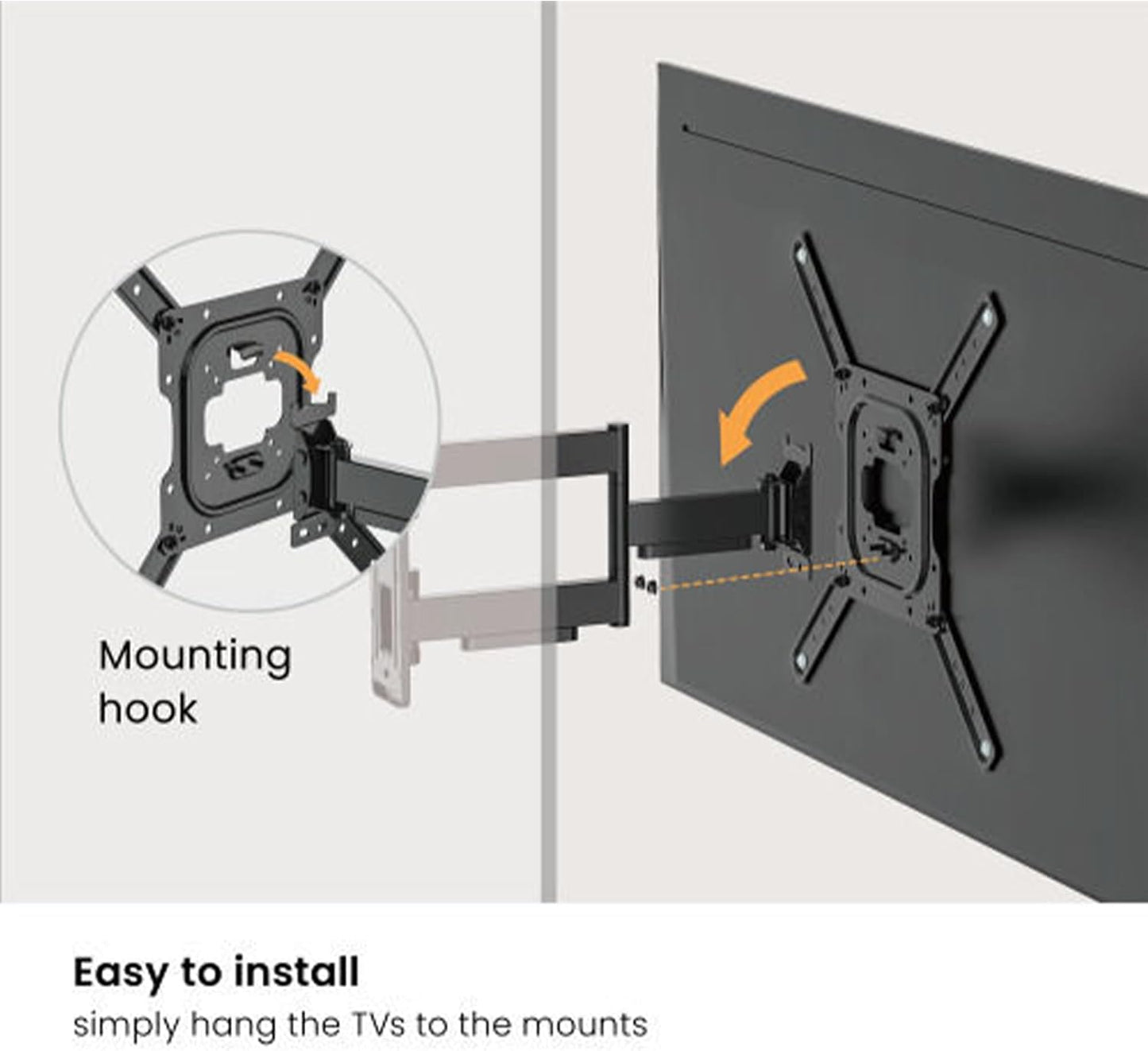 GPlus+ TV Mount for Most 23-65 Inch TVs, Full Motion Premium TV Wall Mount with Perfect Center Design on Single Stud Articulating Mount Max VESA 400x400mm up to 77 LBS/35Kg, LPA81-441