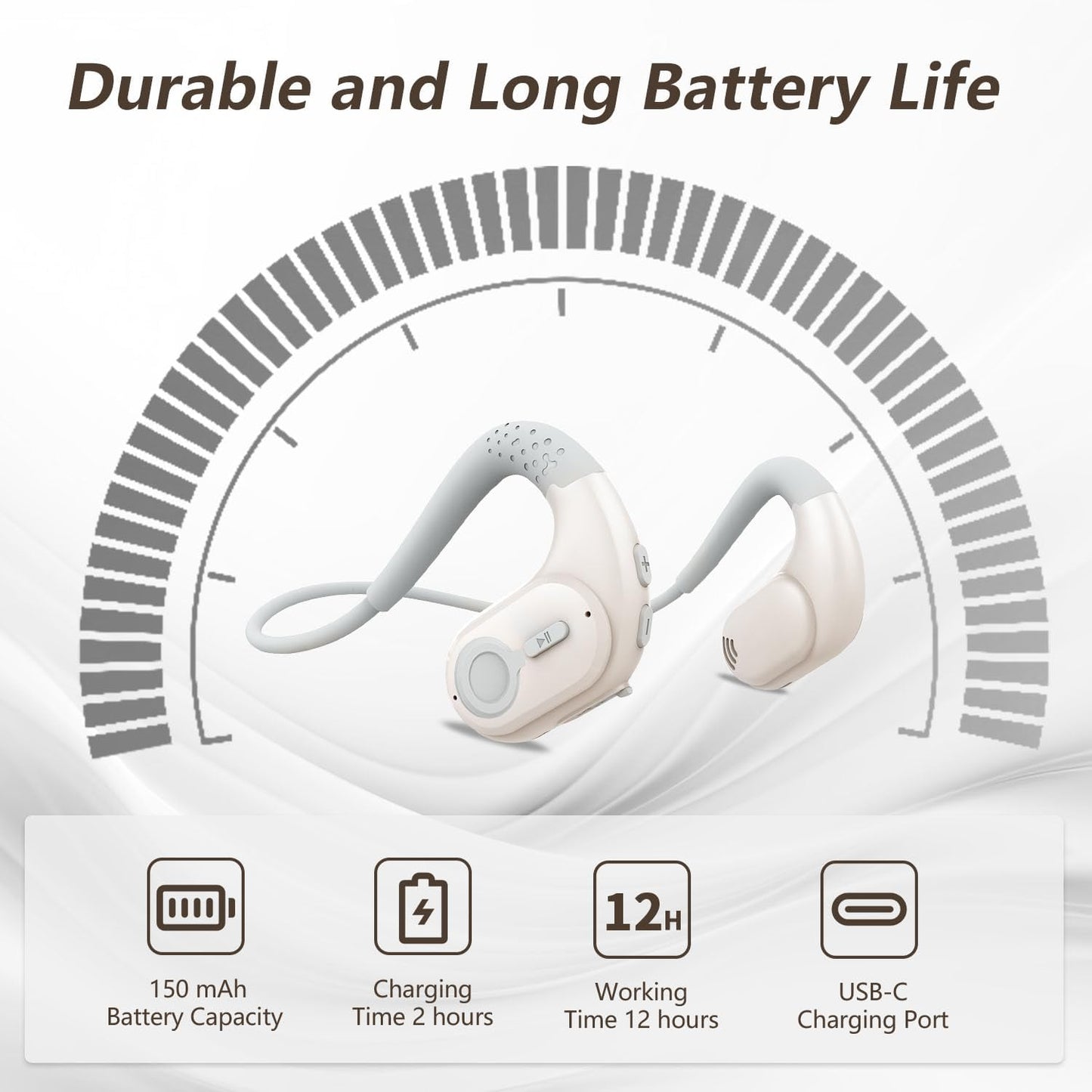BANIGIPA Bluetooth Headset with Removable Microphone, Noise Cancelling Wireless Headset for Phones Laptop Computer PC, Open Ear Headphones for Office Meeting Running Cycling Driving Working-12 Hrs