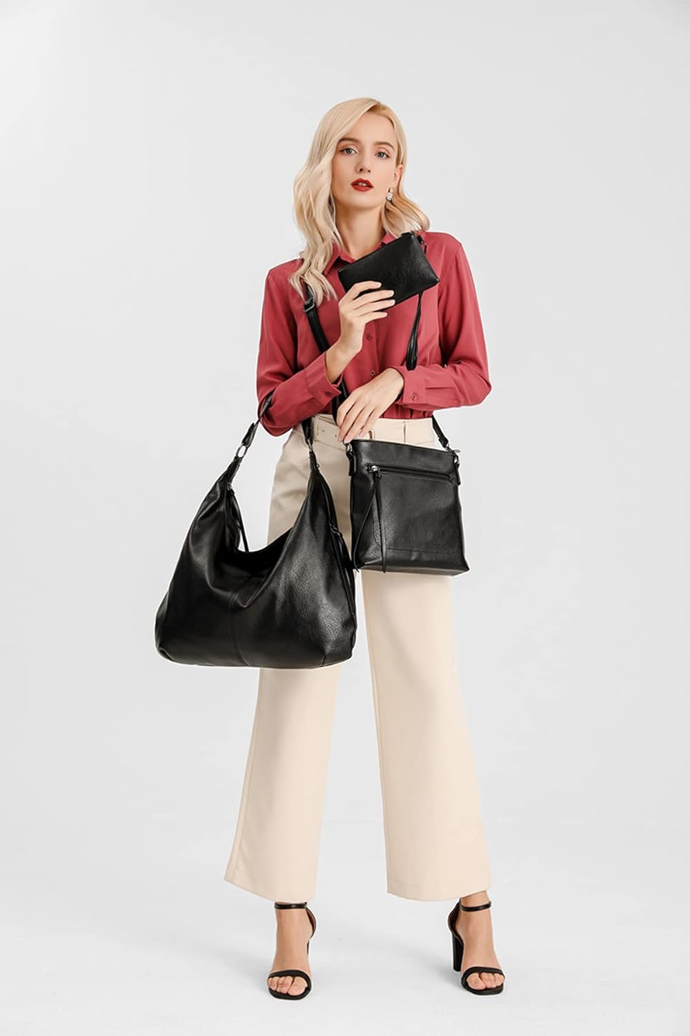 Ashioup Hobo Bags for Women Soft PU Leather Shoulder Bag Vintage Slouchy Handbag with Zipper