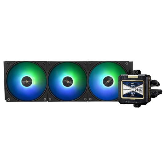 Thermalright FW 360 Black ARGB-360mm AIO CPU Liquid Cooler,IPS LCD Screen with 320 * 240 Resolution,for AM5/Intel LGA1700,‘2.4 inch’Magnet-Absorbent LCD Screen for Images -Black