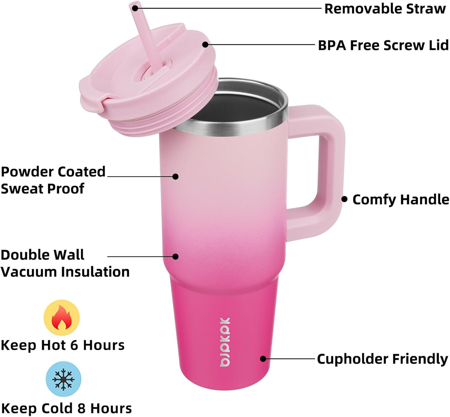 BJPKPK Tumbler with Handle and Straw 30oz Insulated Tumbler Cups with Lid Stainless Steel Travel Coffee Mug,Indigo Black