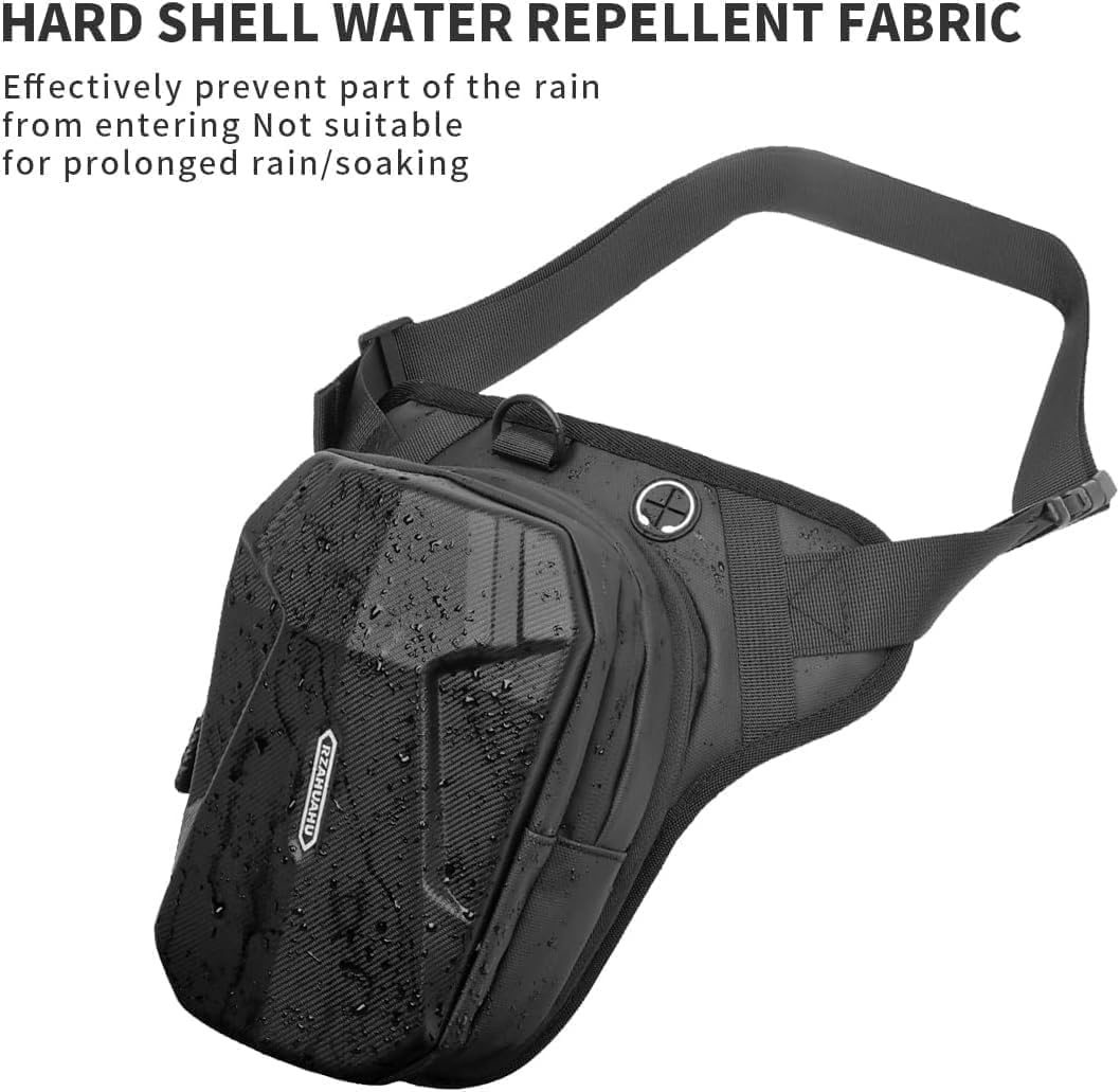 Drop Leg Bag Motorcycle Waist Pack Pouch Waterproof Riding Cycling Thigh Tactical Bag with Hard Shell for Men, Motorcycle Side Pouch Phone Storage Hip Fanny Pack Bags, Black, Large, Style B