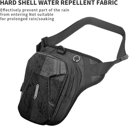Drop Leg Bag Motorcycle Waist Pack Pouch Waterproof Riding Cycling Thigh Tactical Bag with Hard Shell for Men, Motorcycle Side Pouch Phone Storage Hip Fanny Pack Bags, Black, Large, Style B