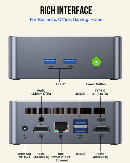 GMKtec Mini PC Intel Core i9 12900HK(14C/20T 5.0 GHz) W11 Pro, Desktop Computer 32GB DDR4 RAM+1TB NVMe SSD, Triple 4K Display, WiFi 6, BT5.2, USB-C M3 Plus