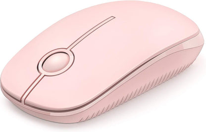 Wireless Mouse, Vssoplor 2.4G Slim Portable Computer Mice with Nano Receiver for Notebook, PC, Laptop, Computer (White and Silver)