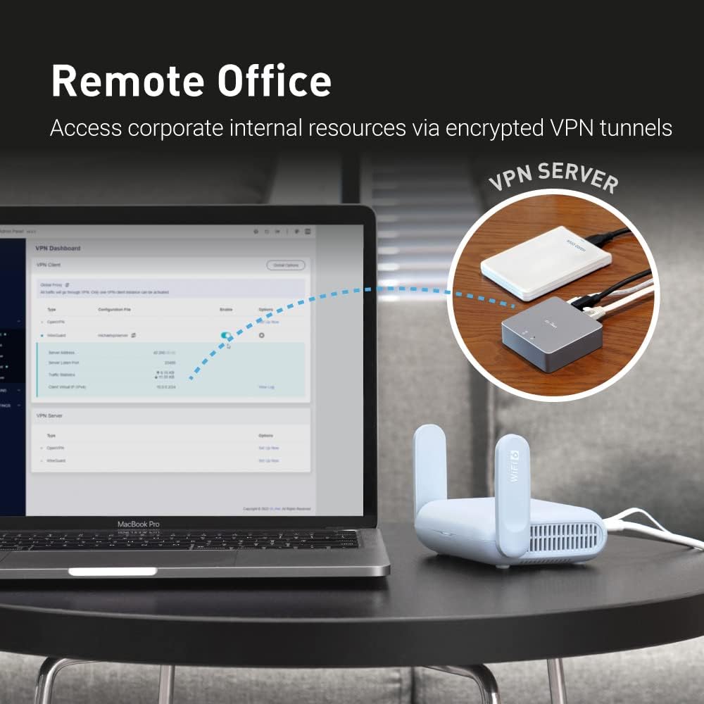 GL.iNet GL-MT3000 (Beryl AX) Pocket-Sized Wi-Fi 6 Wireless Router WiFi, Travel WiFi Router, Portable Internet Router & Wireless Access Point, VPN router for Public WiFi/Business/Moblie/RV/Cruise/Plane