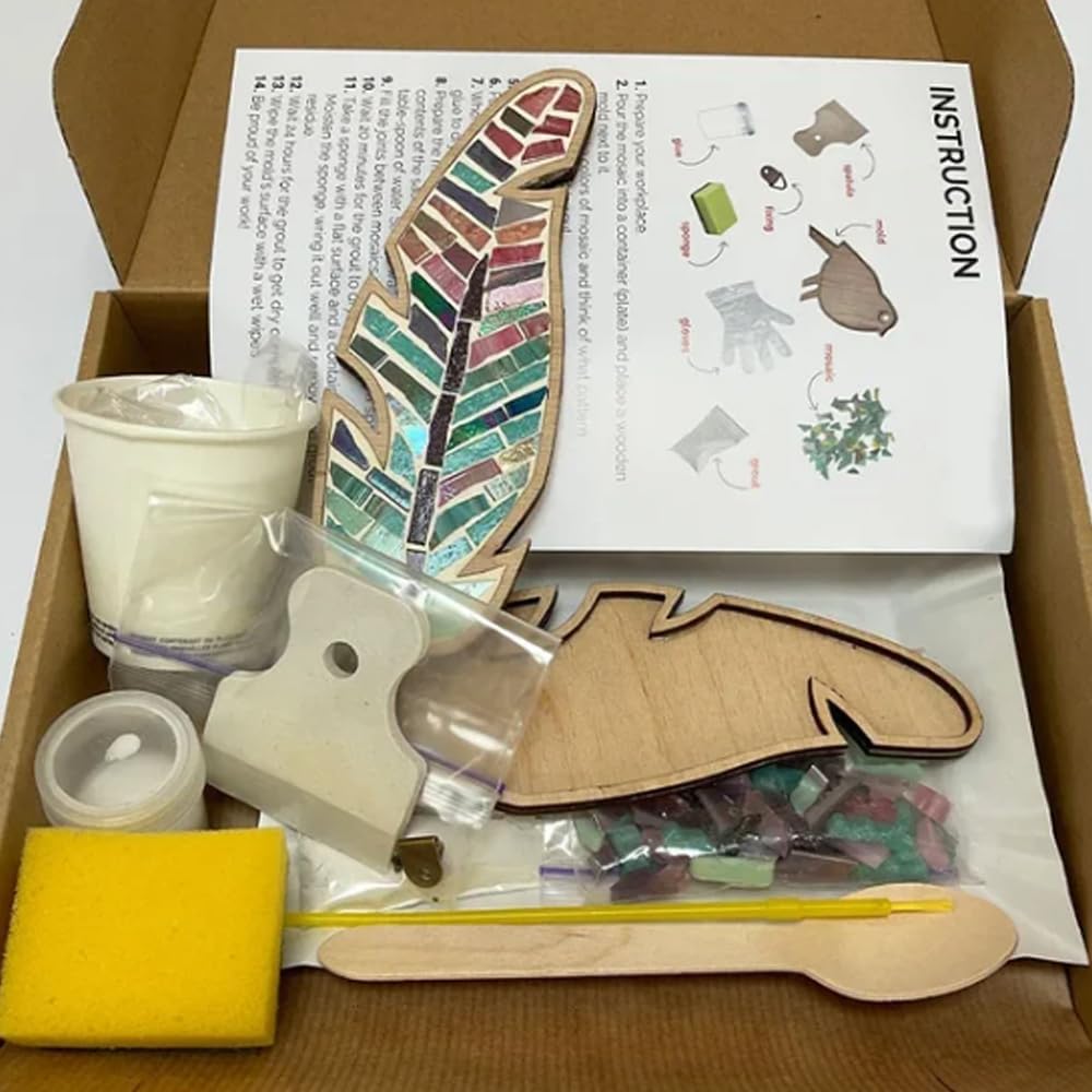 DIY Mosaic Kit, DIY Glass Mosaic Tiles for Crafts, Crafts for Adults and Teens Mixed Color Mosaic Kit, Mosaic Crafts Materials Package, Creative Gift for Craft Lovers,Home Decoration (A) - PuriLite