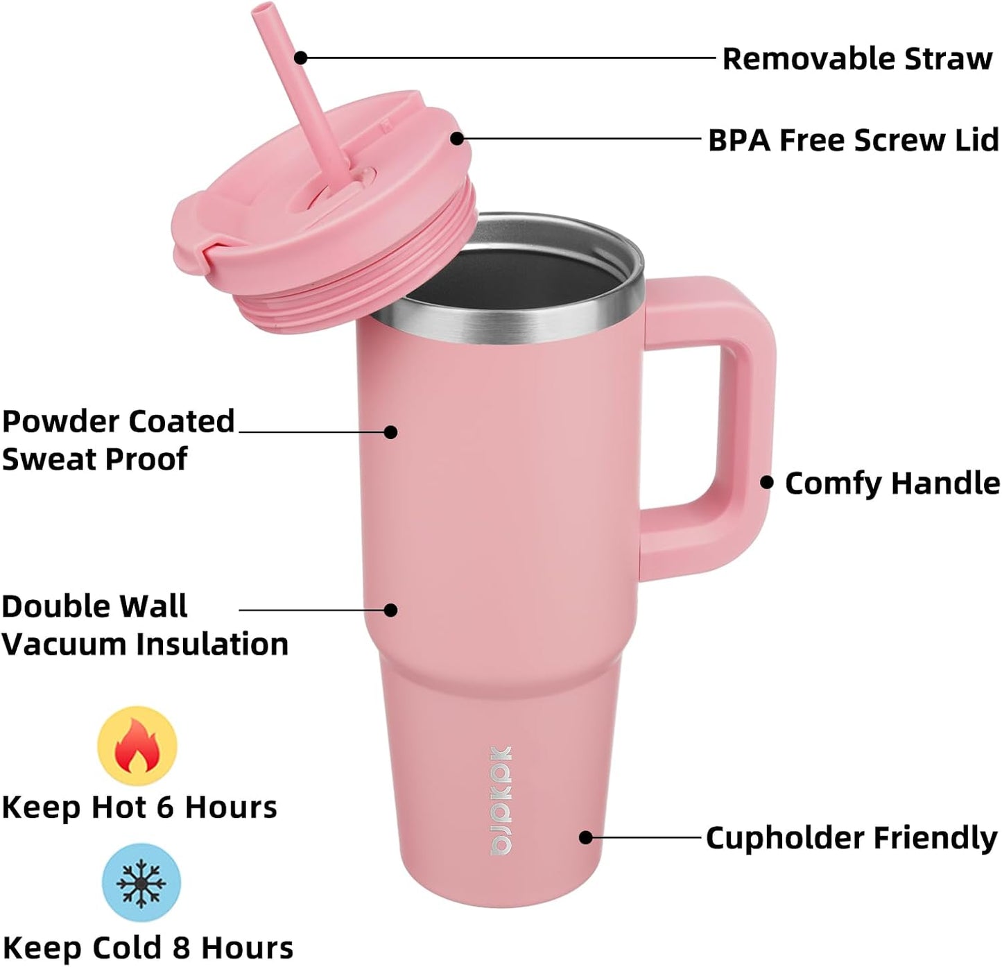 BJPKPK Tumbler with Handle and Straw 30oz Insulated Tumbler Cups with Lid Stainless Steel Travel Coffee Mug,Indigo Black
