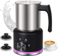 ByNaRIX Detachable Milk Frother, Food Grade Stainless Steel 17oz Electric Milk Steamer, Easy Clean Milk Warmer with Dishwasher Safe, Automatic Hot/Cold Foam Maker, Hot Chocolate Maker, Black