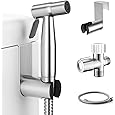 Arofa Handheld Bidet Sprayer for Toilet-Adjustable Water Pressure Control with Bidet Hose for Feminine Wash, Stainless Steel Brushed Nickel Cloth Diaper Bidet Toilet Sprayer for Baby Wash