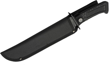 SZCO SUPPLIES 15" Outdoor Survival Black Tech Bowie Blade Knife