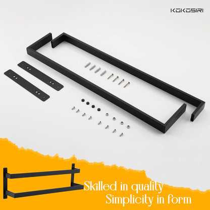 KOKOSIRI Towel Bars Black Bath Towel Holders 20 Inches Bathroom 2-Tiers Ladder Towel Rails Wall Mounted Towels Shelves Rack Stainless Steel, B5008BK-L20